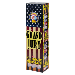 A box of GRAND JURY sparklers with an american flag on it.