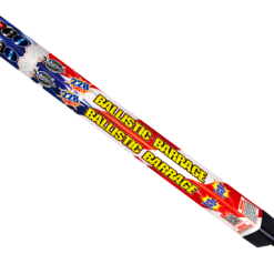 An 228 SHOT BALLISTIC BARRAGE with a red, white and blue design.