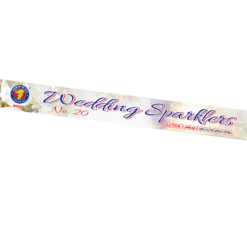 A WEDDING SPARKLERS 20" banner on a white background.
