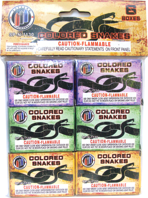 A pack of ASSORTED COLOR SNAKES in a package.
