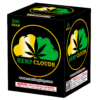 A box of HEMP CLOUDS with a green leaf on it.
