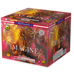 A box of fireworks with an IMAGINE.