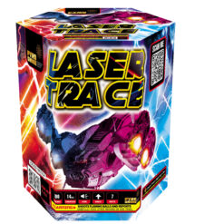 A box of LASER TRACE with an image of a rocket.