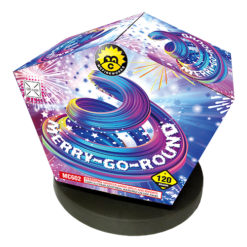 A box of MERRY-GO-ROUND fireworks.
