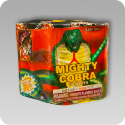A box of MIGHTY COBRA with an image of a snake on it.