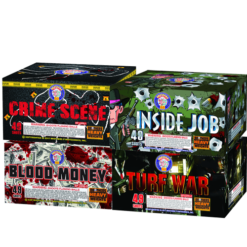Three boxes of CRIME SCENE - sleeve, inside job, and blood war.