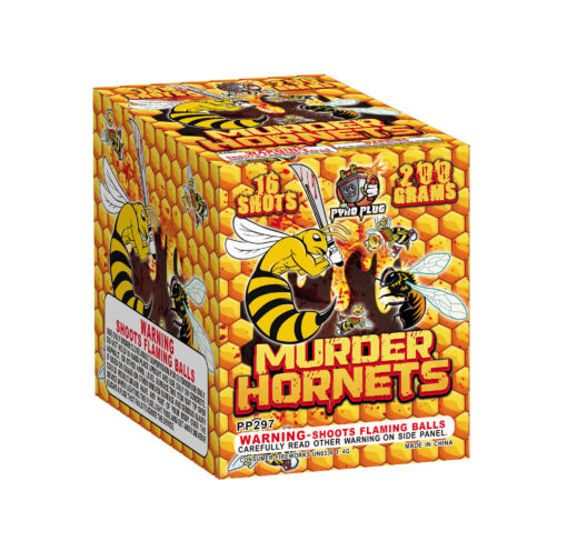 A box of MURDER HORNETS with a bee on it.