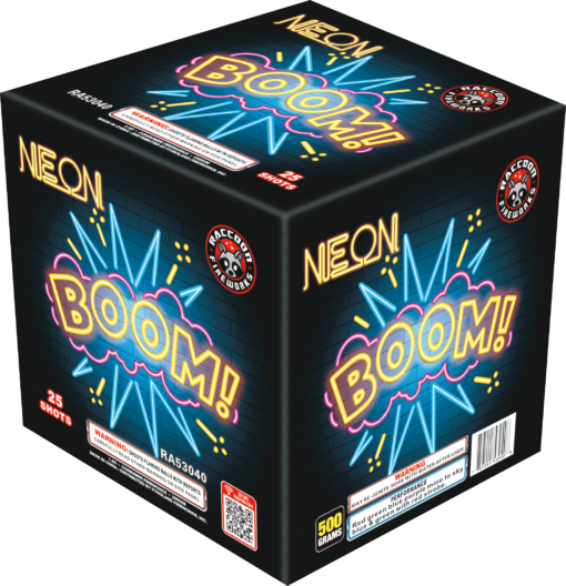 A box of NEON BOOM fireworks.