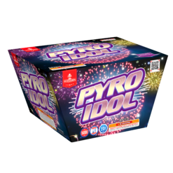 The box of PYRO IDOL is shown on a black background.