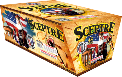 A box of SCEPTRE with an american flag on it.