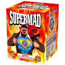 A box with a SUPERMAD in front of it.