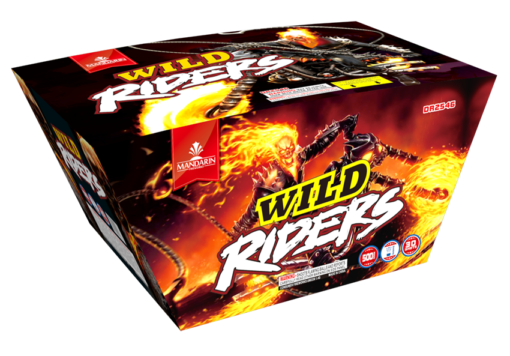 A box of WILD RIDERS with flames on it.