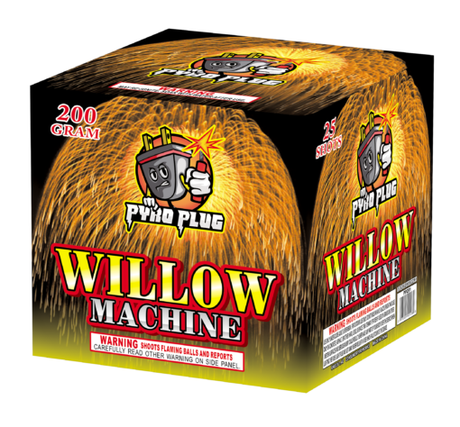 A box of WILLOW MACHINE fireworks.
