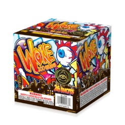 A box with an image of WOKE, a box with a cartoon character on it.