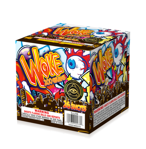 A box with an image of WOKE, a box with a cartoon character on it.