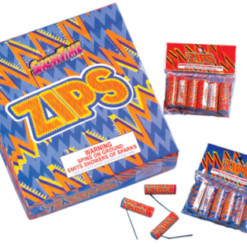 A Zips Box with an orange and blue box.